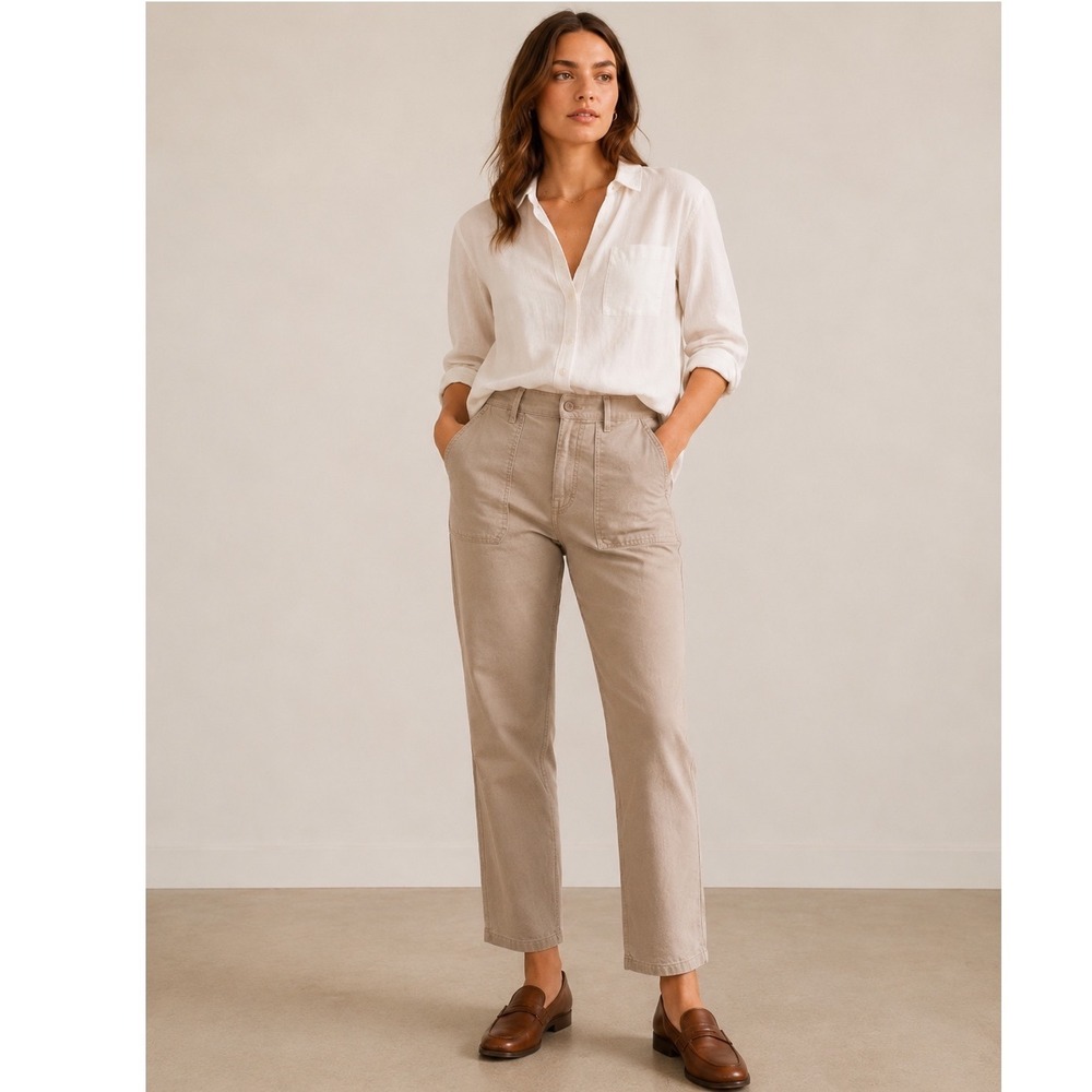 Madewell‎ 90s Straight Leg Carpenter Pants Tan Khaki High Rise Utility Size 30